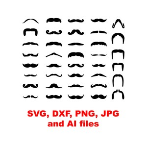Mustaches - svg, png, dxf, ai and jpg files for Cricut and Silhouette