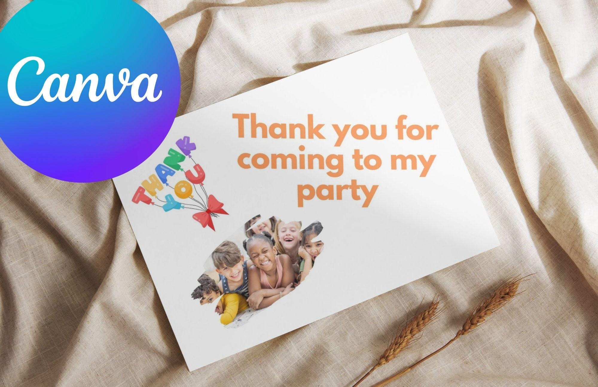 Editable Thank You Card – Printable Party Favor – Digital Download - Etsy