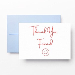 Instant Download - Thank you Friend Card with Smiley Face