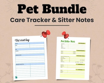 Pet Care Planner Bundle | Tracker & Sitter Notes (Digital Download)