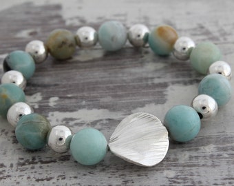 Sterling Silver & Amazonite Womens Bracelet Mothers Day Gift for Wife Gift Amazonite Bracelet Gift for Mom Gift for Sister Gift for Her