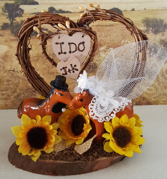 Horse Wedding Cake Topper Sunflowers Personalizedl Wedding Etsy