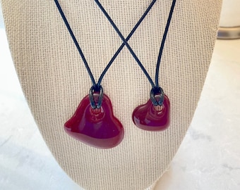 Red Heart Glass Necklace | Heart Pendant | Fused Glass Jewelry | Valentine's Day Gift