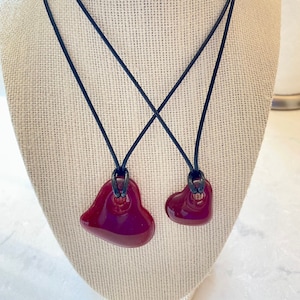 Red Heart Glass Necklace | Heart Pendant | Fused Glass Jewelry | Valentine&#39;s Day Gift