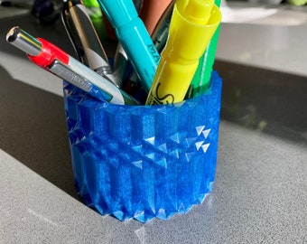 Blue Resin Desk Pen Storage Container