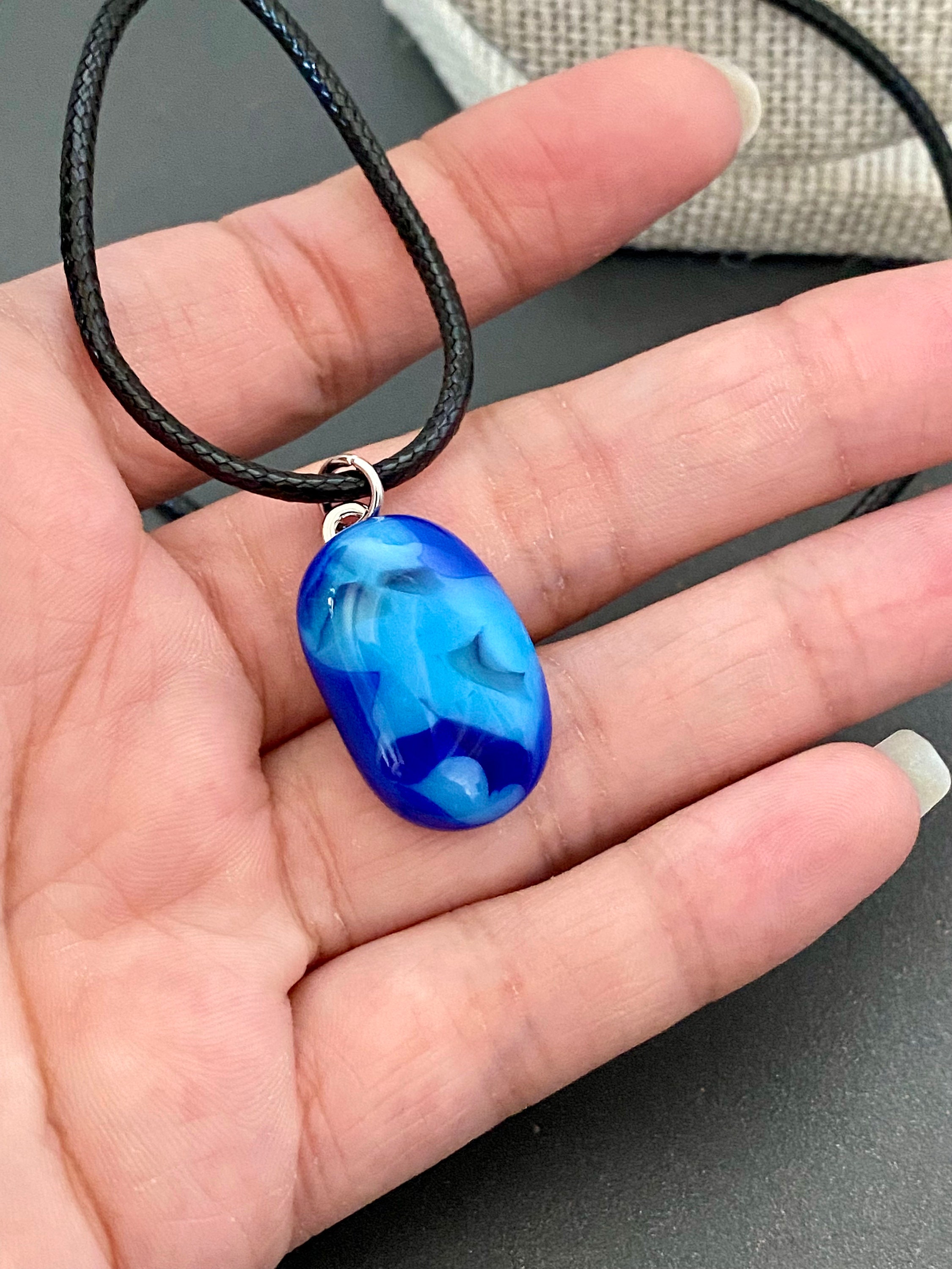 Blue Glass Pendant Etsy