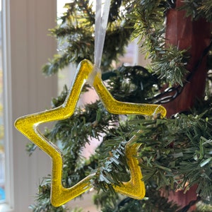 Yellow Glass Stars Ornament or Suncatcher Set