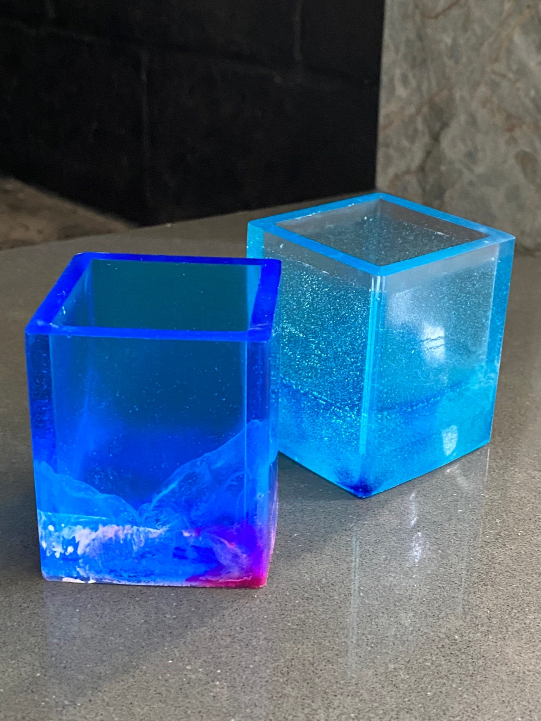 Pair of Blue Tea Light Candle Holders Etsy