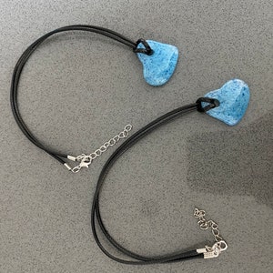 Blue Heart Glass Necklace | Heart Pendant | Fused Glass Jewelry | Romantic Gift