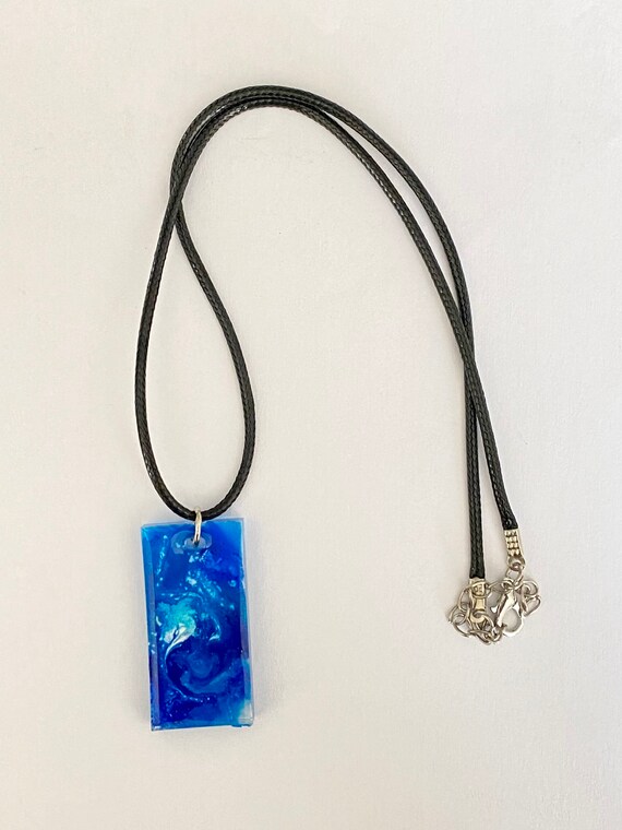 Rectangular Blue Ocean Water Necklace 