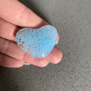 Pastel Blue Ice Blue Petite Glass Pocket Heart Talisman