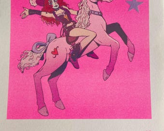 Pink Pony Yee-Honk! Riso Print