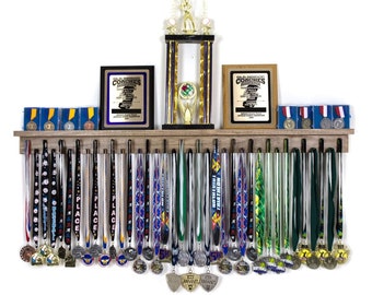 Medal Holder What/'s Life Without Goals Trophy Shelf Ribbon Holder Medal Hanger Award Display Shelf Trophy Rack Sports Award Display 30