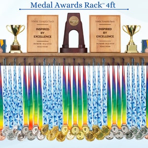 Patented Medal Display and Trophy Display Shelf Perfect Gift for All Athletes. Medals, Ribbons, Trophies, Plaques, and More. image 2