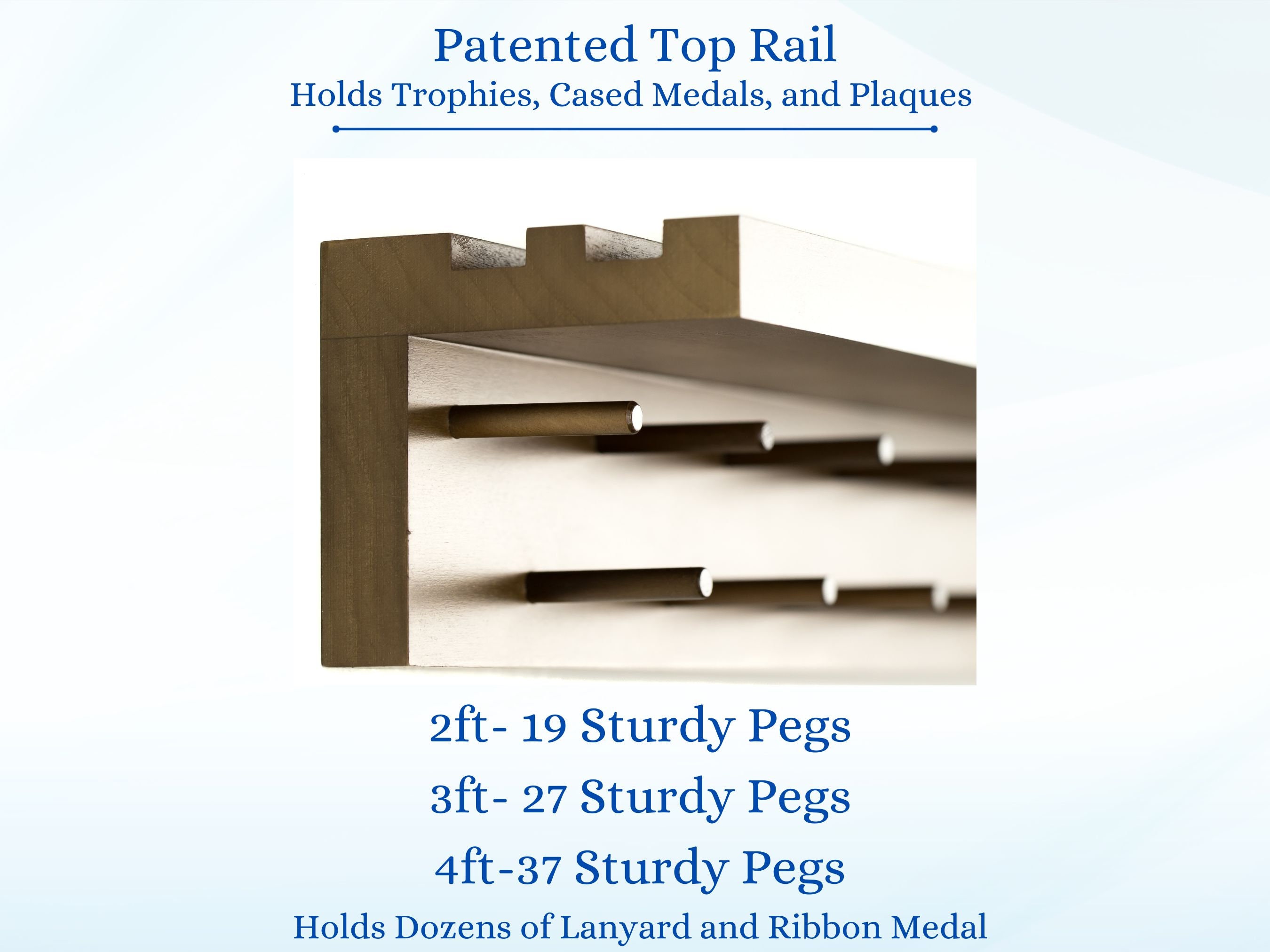 Medal Awards Rack Ultimate Medal Hanger Display and Trophy Shelf - Multi-Purpose Trophy and Medal Holder,  Solid Wood  and Patented Display