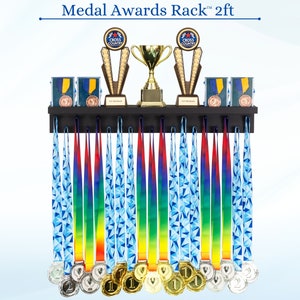 Large Wooden Medal Hanger & Trophy Shelf - 4ft Sports Award Display - Etsy