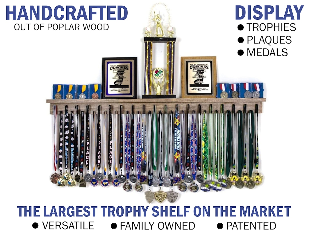 Patented Wood Medal Display Rack & Trophy Shelf - Etsy