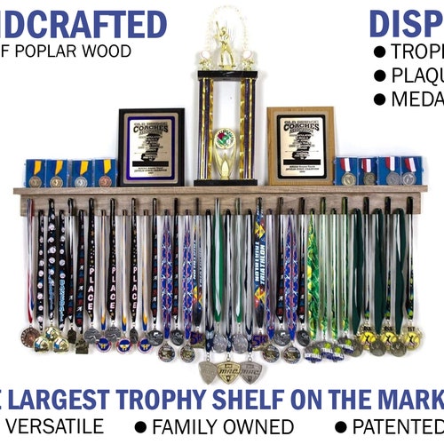 Patented Wood Medal Display Rack & Trophy Shelf