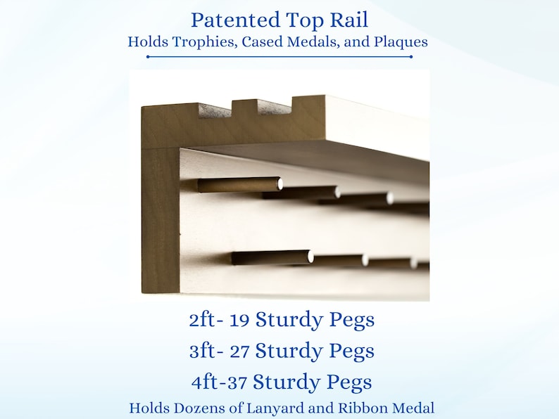 Patented Medal Display and Trophy Display Shelf Perfect Gift for All Athletes. Medals, Ribbons, Trophies, Plaques, and More. image 6