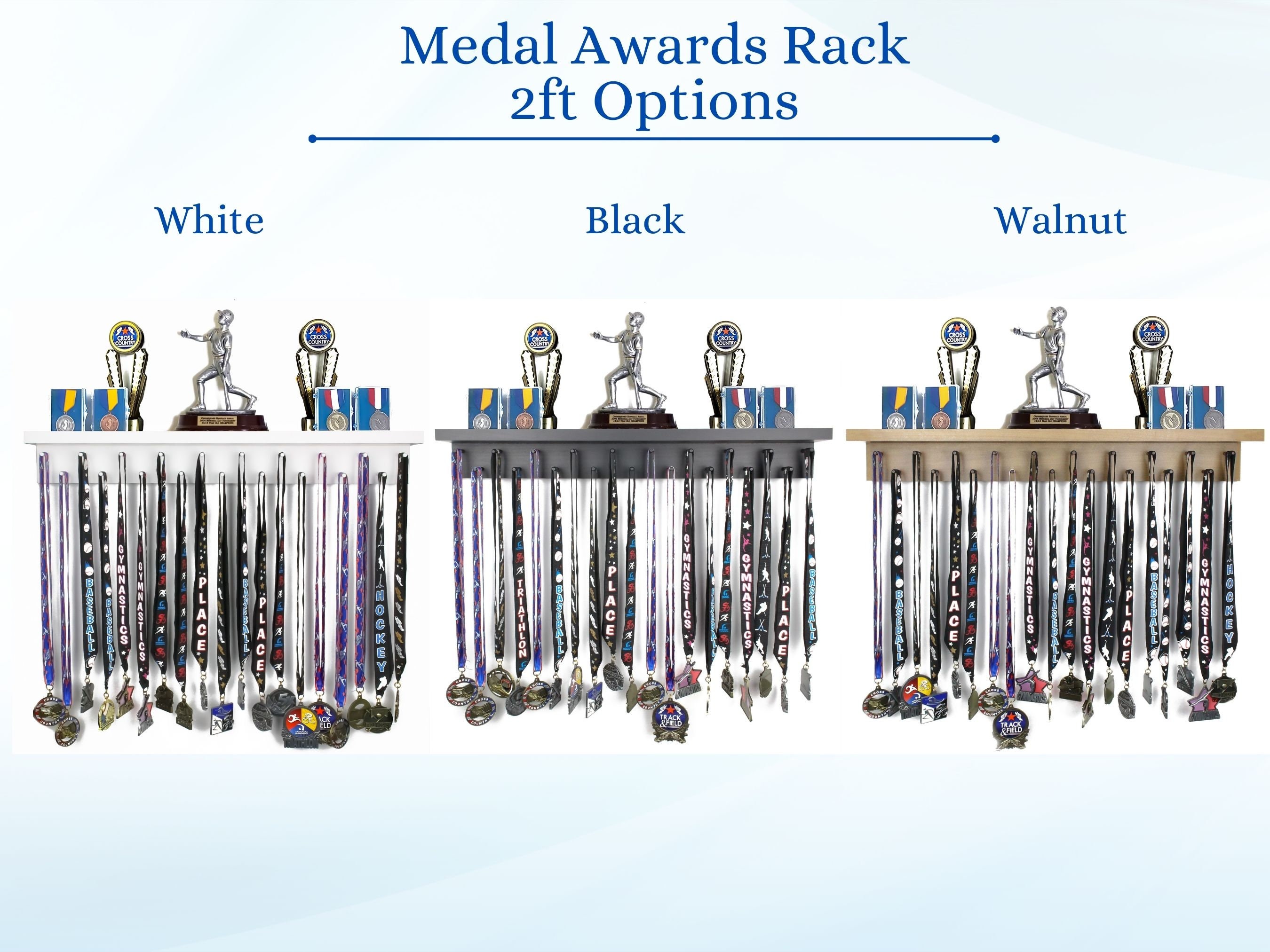 Medal Awards Rack Ultimate Medal Hanger Display and Trophy Shelf - Multi-Purpose Trophy and Medal Holder,  Solid Wood  and Patented Display
