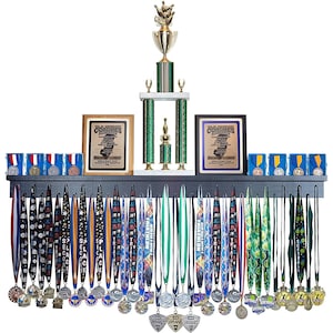 Medal Awards Rack- Medal Hanger Display and Trophy Shelf- 24/ 36/ 46/5&quot; The Largest most Versatile Medal Display