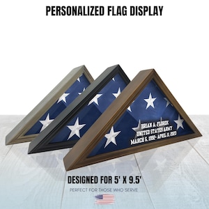 Personalized Flag and Display Case for Funeral Burial Flag, American Veterans Fits Folded 5x9.5’ Flag