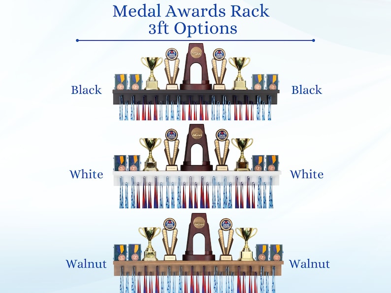 Patented Medal Display and Trophy Display Shelf Perfect Gift for All Athletes. Medals, Ribbons, Trophies, Plaques, and More. image 9