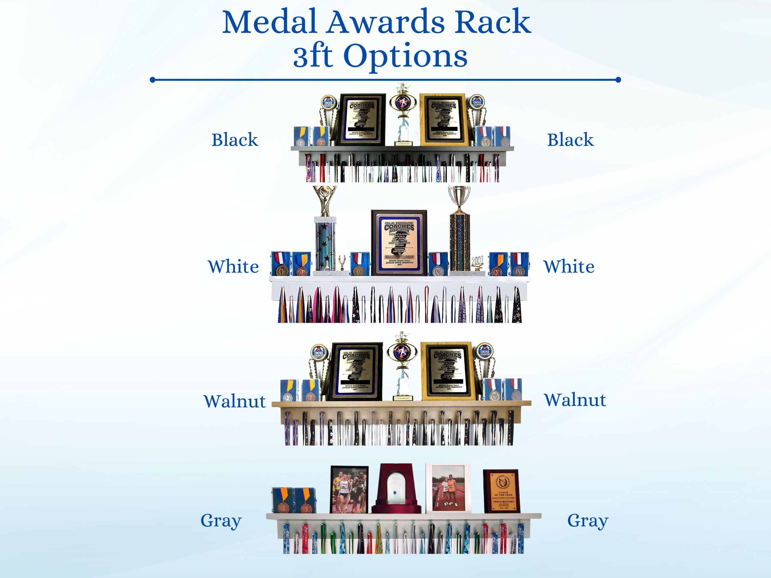 Medal Awards Rack Ultimate Medal Hanger Display and Trophy Shelf - Multi-Purpose Trophy and Medal Holder,  Solid Wood  and Patented Display