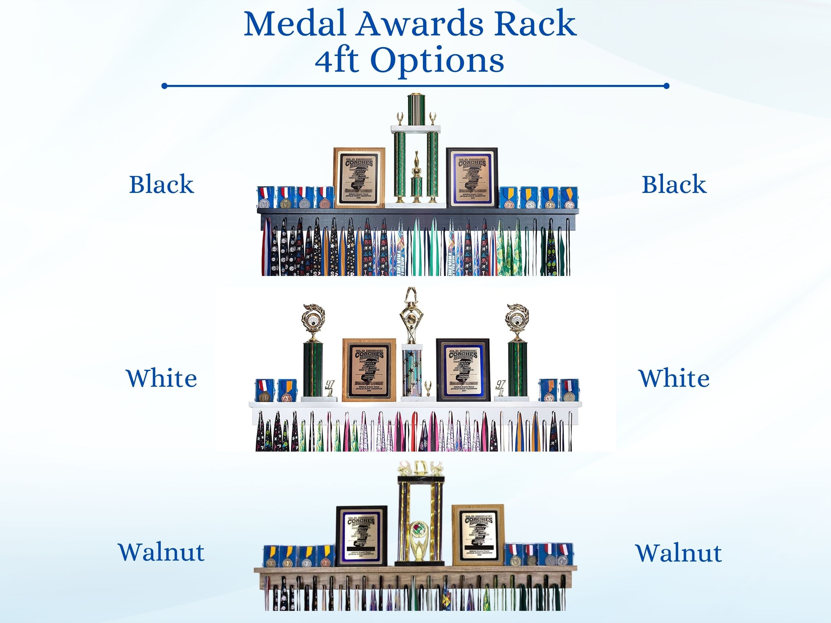Medal Awards Rack Ultimate Medal Hanger Display and Trophy Shelf - Multi-Purpose Trophy and Medal Holder,  Solid Wood  and Patented Display