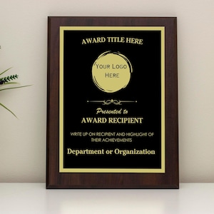Customizable Award Plaque | High-Quality Laser Engraved Personalized Plaques | Free Engraving & Shipping | Walnut