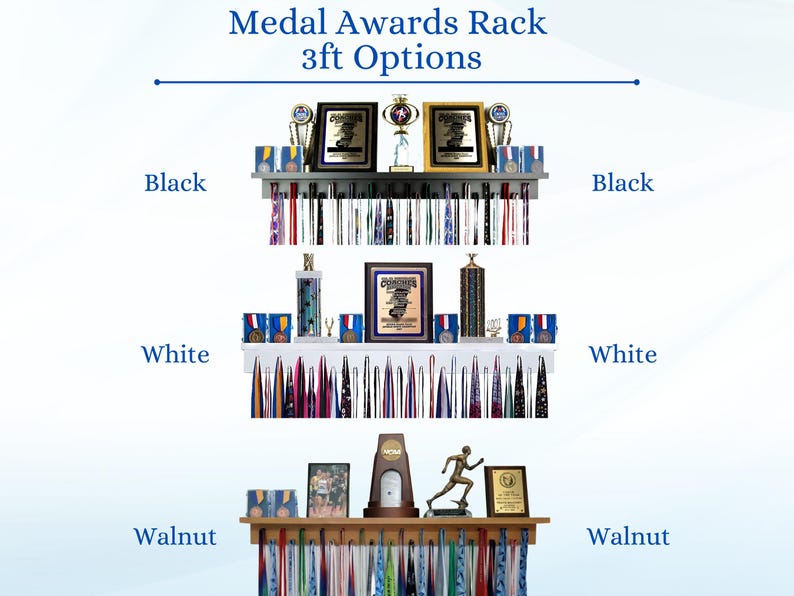 Patented Medal & Trophy Display Shelf: Solid Wood Athlete Award Rack image 6