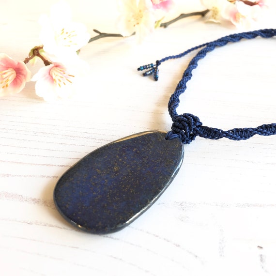 Lapis Macrame Necklace Collar Etsy