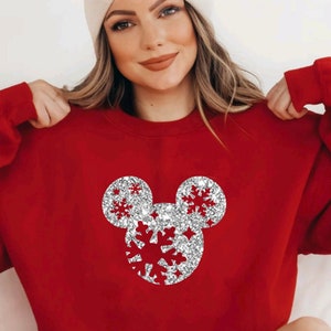 Christmas Disney Sweater - Disney Christmas Sweatshirt - Mickey Holiday Shirt - Snowflake Mickey Snowflake Shirt - Christmas Disney Shirt