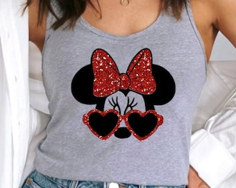GLITTER BOW Minnie Disney Tank Tops, Minnie Mouse Disney Tank Top, Womens Disney Shirt, Minnie Mouse Disney Shirt, Gift for her, Disneyworld