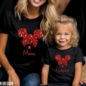 Personalized Name Matching GLITTER Disney Toddler Shirt, Family Shirts, Kids Children's Shirt, Mickey Disney Top Disney World Gift for Her