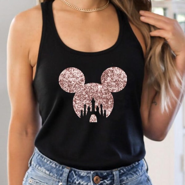 Disney glitter shirt - Disney World shirt - Disney Epcot shirt - retro 1980 1990 - disney tank - Mickey monochromatic shirt Disneyland