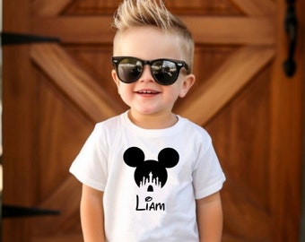 Personalized GLITTER Disney Toddler Shirt, Kids Shirt Children's Shirt, Matching Disney Shirt, Mickey Disney Top Disney World Gift for Her