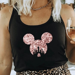 Disney Tank Top Disney Shirt for Women Rose Gold Disney Shirt Mickey Tank  Disney World Shirts Gift for Her Group Shirts 