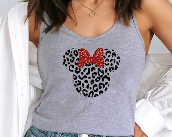 GLITTER Valentines Disney Tank Top, Disney Tank, Leopard Minnie Mouse Shirt, Animal Kingdom Shirt, Animal Print Shirts for Women, Disneyland