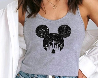 GLITTER Disney Tank Tops, Matching Disney Shirt For Women Mickey Top Disney World Workout Shirts Disney Shirt, Gift for Her, Disneyland