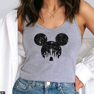 GLITTER Disney Tank Top, Women & Girls Matching Disney Shirt For Women Mickey Top Disney World Workout Shirts Disney Shirt, Gift for Her image 1