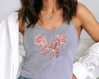 Matching Disney Tanks, Disneyland Tanks, Disneyworld Group Shirt, Glitter Mickey Castle Shirt, Gift for her, Bachelorette Disney Shirt