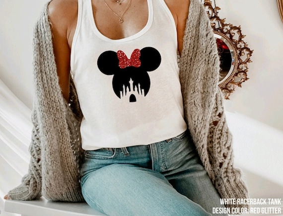 GLITTER BOW Disney Minnie Mouse Tank Top Camisa Minnie Camisas de Disney a juego Camisa de Disney Tanque de entrenamiento para mujer Regalo de Disneyworld para ella Etsy Mexico