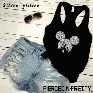 GLITTER Disney Tank Top, Women & Girls Matching Disney Shirt For Women Mickey Top Disney World Workout Shirts Disney Shirt, Gift for Her image 7