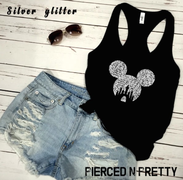 GLITTER Womens Disney Fall Tank Top, Mickey Mouse Castle Shirt, Disne…