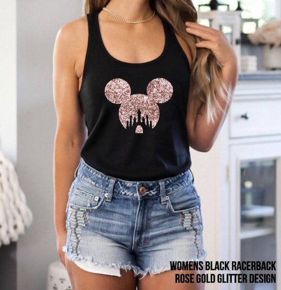 Rose Gold Glitter Disney Tank Top, Racerback or Muscle Tank Top, Mickey  Head Tank Top, Disney Mickey Tank Top, Disney Family Tank Top - Etsy