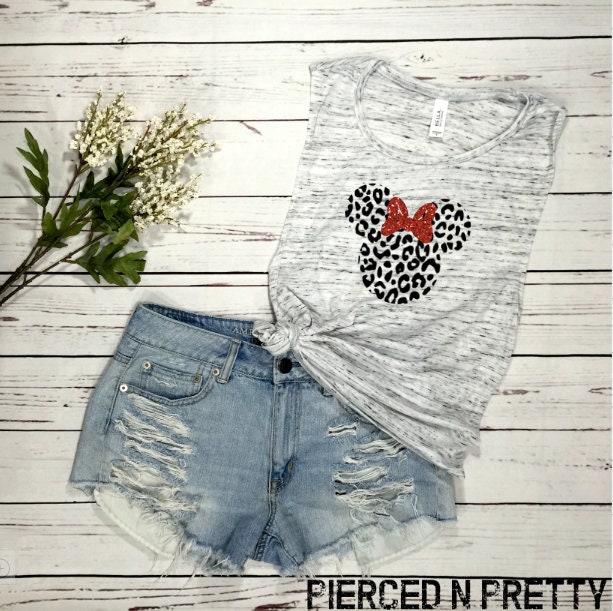 Womens Disney Tank Top, Disney Tank, Leopard Minnie Shirt, Animal Kin…