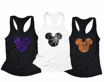 Disney Halloween Tank Top, Spider Web Mickey Tank, Womens Disney Tank, Disney Spooktacular Tank, Spooky Disney Shirt, Family Shirts, Glitter