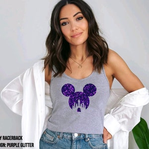 GLITTER Disney Tank Top, Women & Girls Matching Disney Shirt For Women Mickey Top Disney World Workout Shirts Disney Shirt, Gift for Her image 4