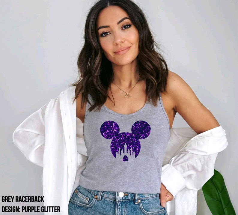 GLITTER Disney Tank Top, Women & Girls Matching Disney Shirt For Women Mickey Top Disney World Workout Shirts Disney Shirt, Gift for Her image 4